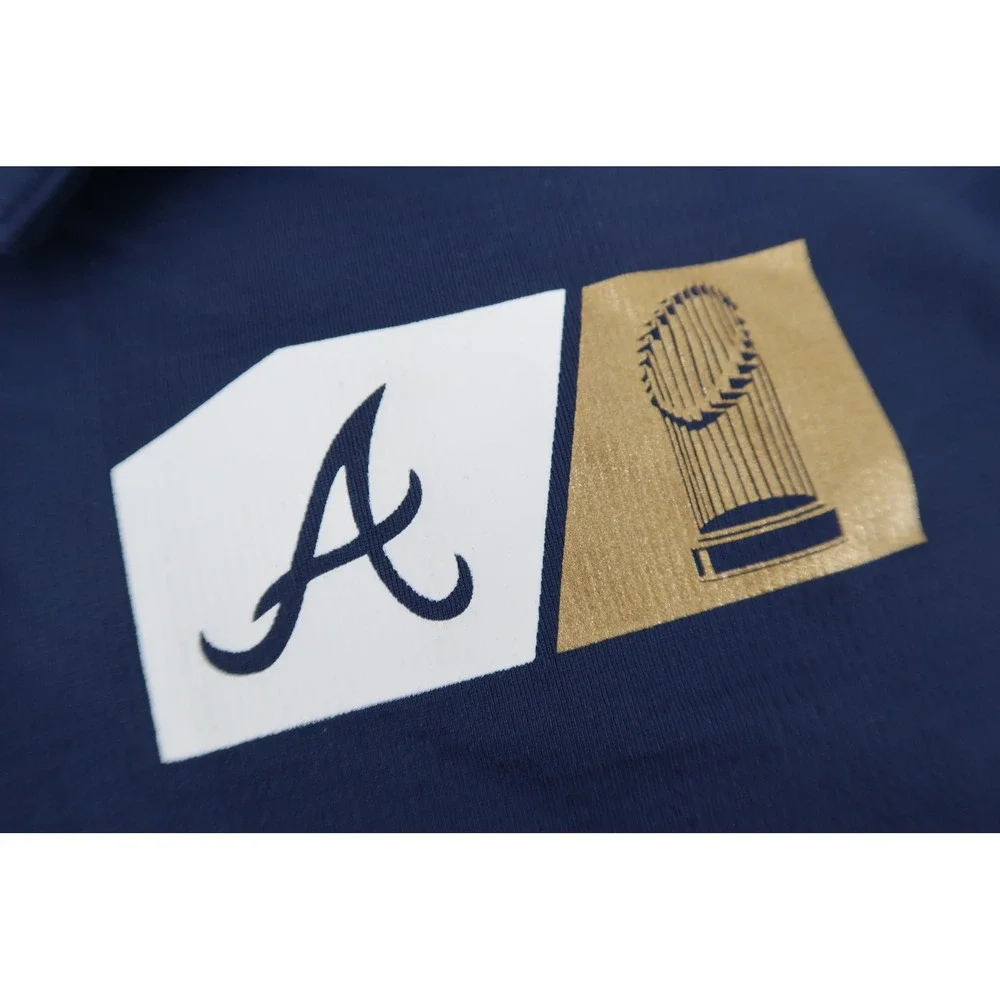 Nike Atlanta Braves Polo Shirt Mens Large Navy 2021 World Series Champs Dri-FIT